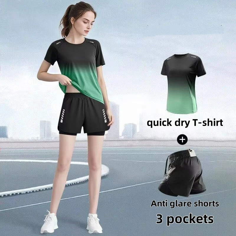 Yoga Fitness Kit - Set pakaian olahraga wanita, celana pendek