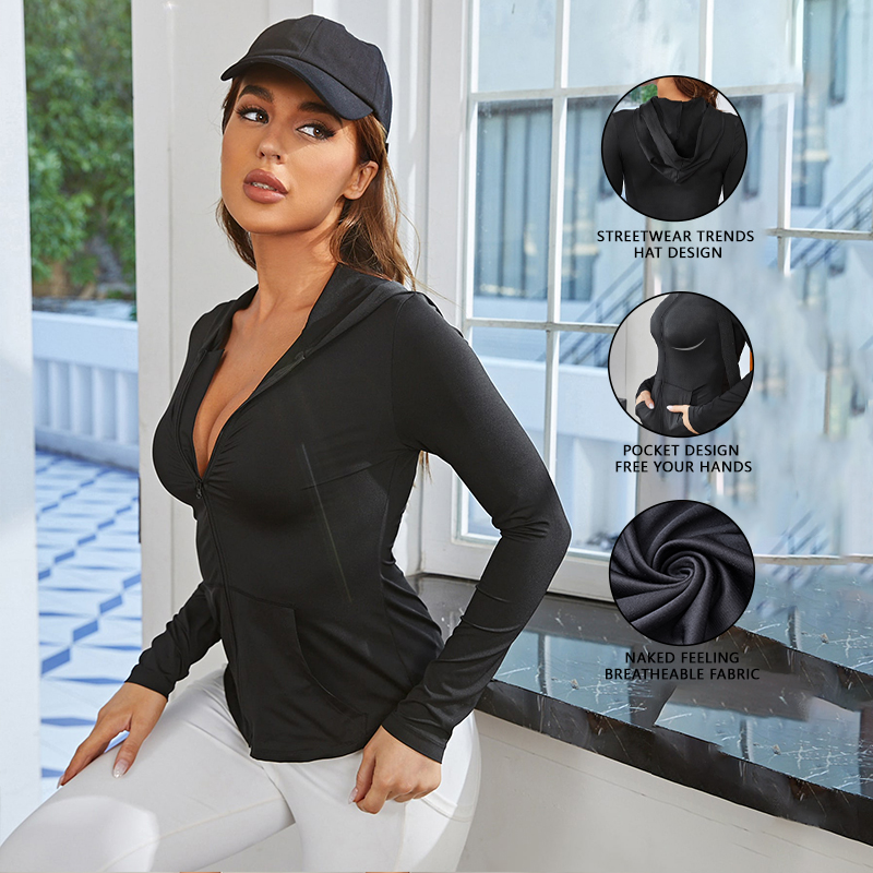 Jaket Olahraga Wanita Hitam, K - Yoga Fitness Exercises ulasan dan harga