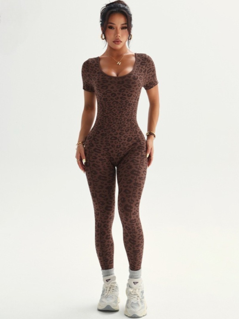 Jumpsuit Leopard Tanpa Punggun - Yoga Overall Fitness ulasan dan harga