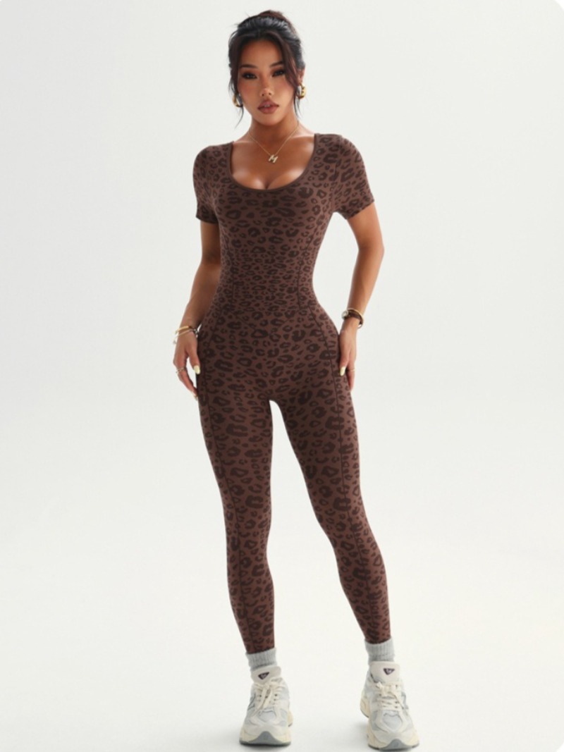 Jumpsuit Leopard Tanpa Punggun - Yoga Overall Fitness ulasan dan harga