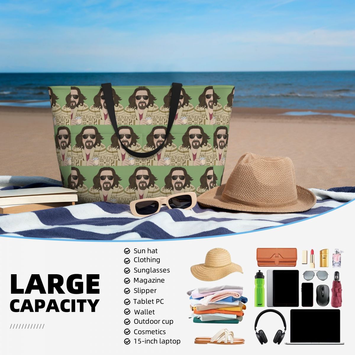 The Dude- Tas Tote Pantai The  - Yoga Fitness Dude ulasan dan harga