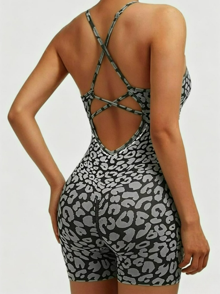 Bodysuit sporty motif macan tu - Yoga Overall Fitness ulasan dan harga